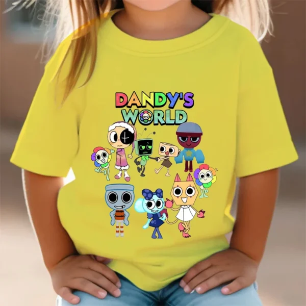 Camisas Dandys World Figuras Kids T-shirt Boys Short Sleeve Tops Girls Cartoon Clothes Children Summer Tees Clothes