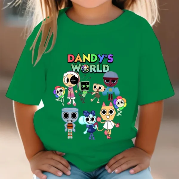 Camisas Dandys World Figuras Kids T-shirt Boys Short Sleeve Tops Girls Cartoon Clothes Children Summer Tees Clothes