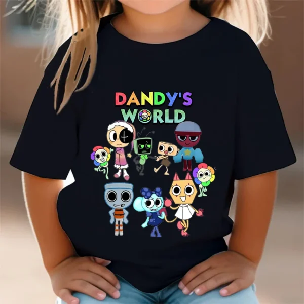 Camisas Dandys World Figuras Kids T-shirt Boys Short Sleeve Tops Girls Cartoon Clothes Children Summer Tees Clothes