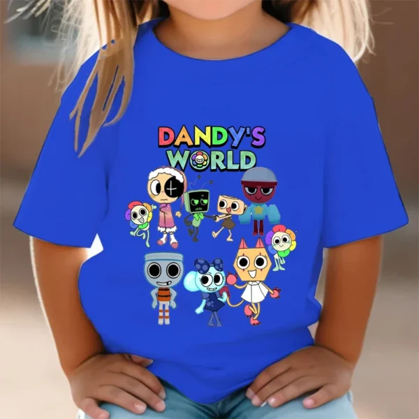 Camisas Dandys World Figuras Kids T-shirt Boys Short Sleeve Tops Girls Cartoon Clothes Children Summer Tees Clothes