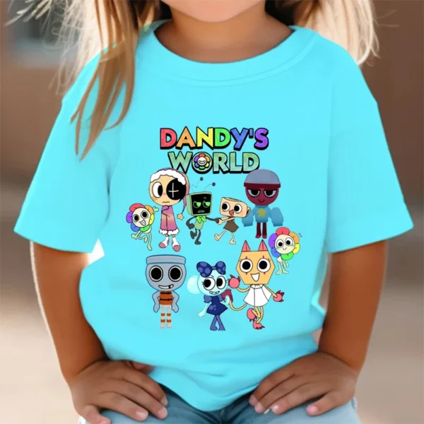 Camisas Dandys World Figuras Kids T-shirt Boys Short Sleeve Tops Girls Cartoon Clothes Children Summer Tees Clothes