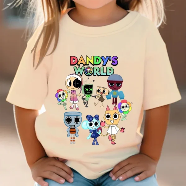 Camisas Dandys World Figuras Kids T-shirt Boys Short Sleeve Tops Girls Cartoon Clothes Children Summer Tees Clothes