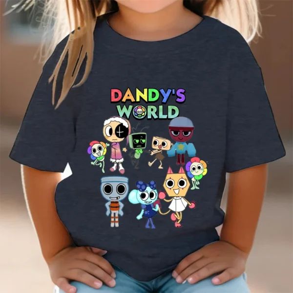 Camisas Dandys World Figuras Kids T-shirt Boys Short Sleeve Tops Girls Cartoon Clothes Children Summer Tees Clothes