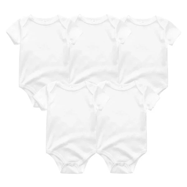5Pieces Unisex New Born Bodysuits Print Summer Cotton Baby Girl Clothes Sleeveless Cartoon Baby Boy Clothes Set Solid Color