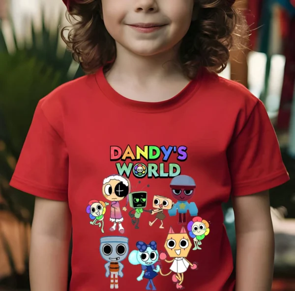 Camisas Dandys World Figuras Kids T-shirt Boys Short Sleeve Tops Girls Cartoon Clothes Children Summer Tees Clothes