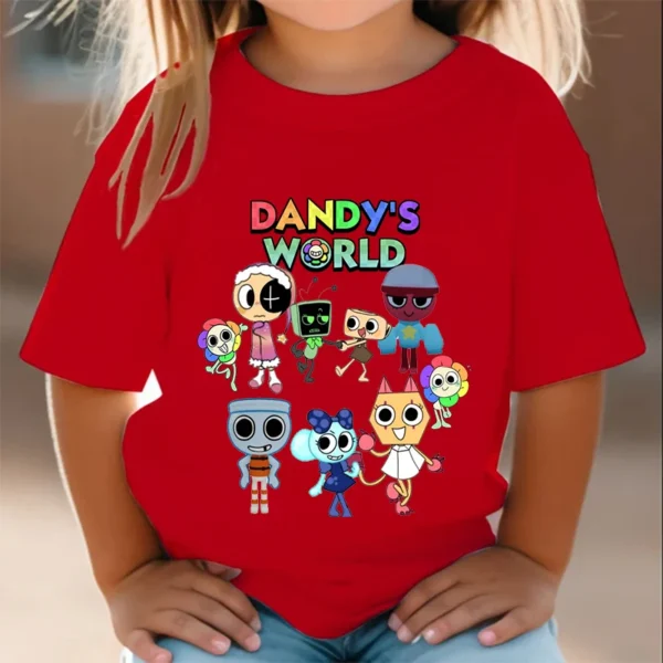Camisas Dandys World Figuras Kids T-shirt Boys Short Sleeve Tops Girls Cartoon Clothes Children Summer Tees Clothes